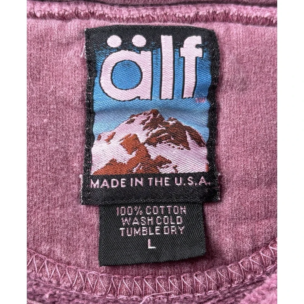 Älf Vintage Sweatshirt USA Made Pink Mock Neck Pullover Size Large